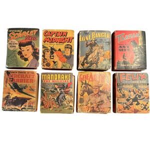 VTG Lot of 8 RARE Better Little Books Felix, Lone Ranger, Autry 30's-40's